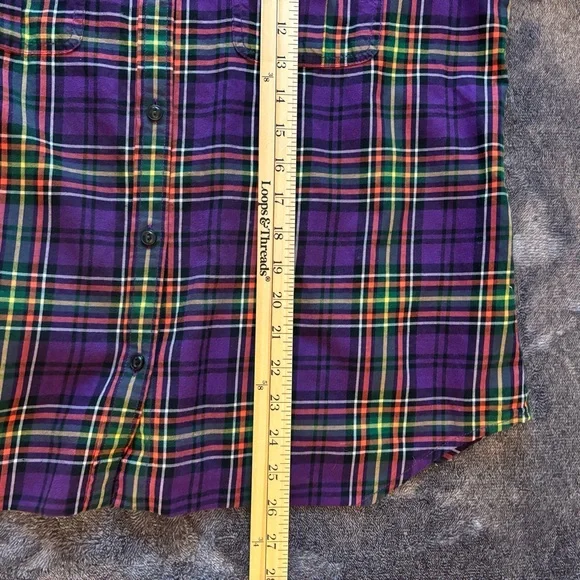 Ralph Lauren Lauren Jeans Co. Women's  Purple Plaid Shirt Large Button Up Preppy - Picture 11 of 12